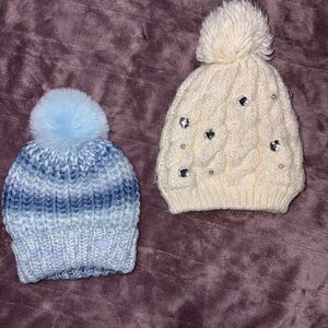 Charming Knit Beanie Duo for Kids - Blue and White